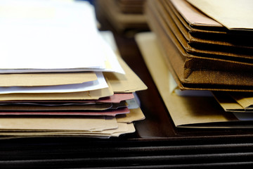 Files and Folders on Desk Work Busy Information