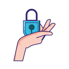 hand with security padlock