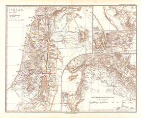 1865, Spruner Map of Israel, Canaan, or Palestine in Ancient Times