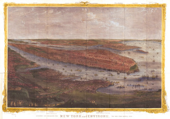 1868, Shannon and Rogers View of Hoboken and Manhattan, New York City