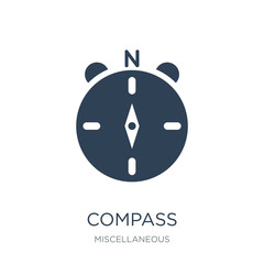 compass pointing north icon vector on white background, compass