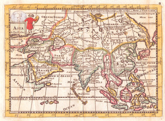 Fototapeta na wymiar 1706, de la Feuille Map of Asia