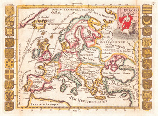 Fototapeta premium 1706, De La Feuille Map of Europe