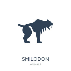 smilodon icon vector on white background, smilodon trendy filled