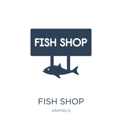 fish shop icon vector on white background, fish shop trendy fill
