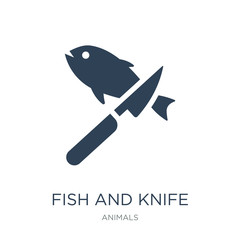 fish and knife icon vector on white background, fish and knife t