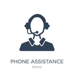 phone assistance icon vector on white background, phone assistance trendy filled icons from People collection, phone assistance vector illustration