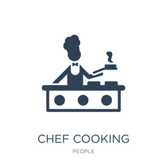 chef cooking icon vector on white background, chef cooking trendy filled icons from People collection, chef cooking vector illustration