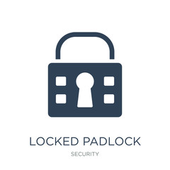 locked padlock icon vector on white background, locked padlock trendy filled icons from Security collection, locked padlock vector illustration