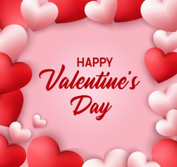 Happy Valentines Day background with heart shaped balloons