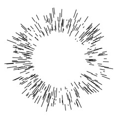 Sun burst, star burst sunshine. Radiating from the center of thin beams, line