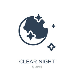 clear night icon vector on white background, clear night trendy filled icons from Shapes collection, clear night vector illustration