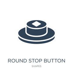 round stop button icon vector on white background, round stop button trendy filled icons from Shapes collection, round stop button vector illustration