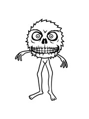 kugel welz haare rund dämon teufel satan hölle böse alien monster lustig klein comic cartoon clipart design hässlich horror halloween