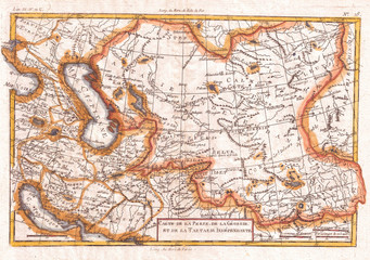 1780, Raynal and Bonne Map of Central Asia, Rigobert Bonne 1727 – 1794, one of the most important cartographers of the late 18th century