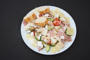 fresh vegetable salad on yellow background