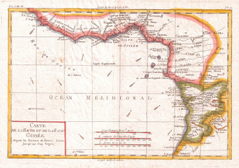 1780, Raynal and Bonne Map of Guinea, Rigobert Bonne 1727 – 1794, one of the most important cartographers of the late 18th century