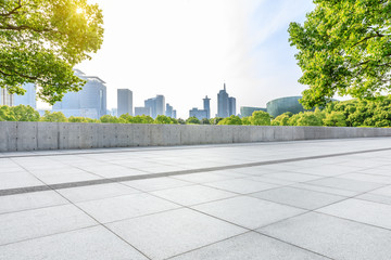 City square floor and modern commercial building in Shanghai