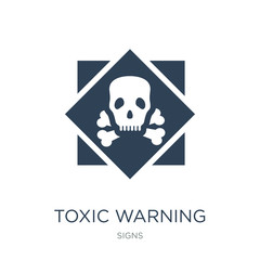 toxic warning icon vector on white background, toxic warning trendy filled icons from Signs collection, toxic warning vector illustration