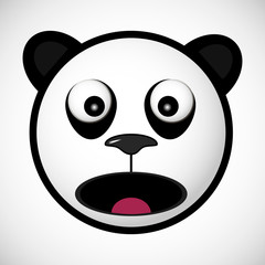 Smiling panda emoticon with scared eyes and open mouth © tvinsky