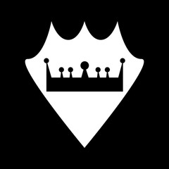 Vector icon of white shield with a crown icon on it