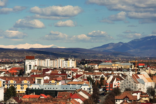 Romania, BISTRITA : view from Evangelical Church  : 