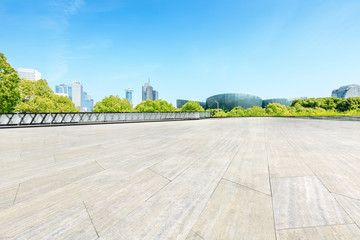 City square floor and modern commercial building in Shanghai