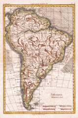1780, Raynal and Bonne Map of South America, Rigobert Bonne 1727 – 1794, one of the most important cartographers of the late 18th century