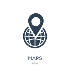 maps icon vector on white background, maps trendy filled icons from Signs collection, maps vector illustration