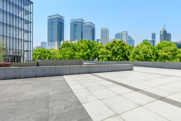 City square floor and modern commercial building in Shanghai