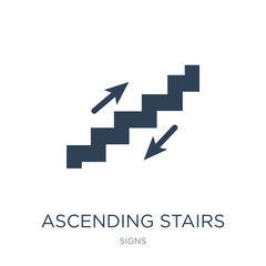 ascending stairs icon vector on white background, ascending stairs trendy filled icons from Signs collection, ascending stairs vector illustration