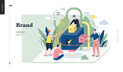 Technology 1 -Brand modern flat vector concept digital illustration branding metphor, company brand promotion. Business workflow and team management Creative landing web page design template