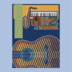 Obraz premium Indie musician concert show poster with acoustic guitar vector illustration - Vector
