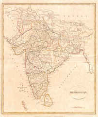 Fototapeta na wymiar 1799, Clement Crutwell Map of Hindoostan