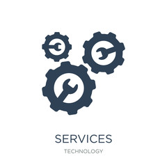 Obraz premium services icon vector on white background, services trendy filled icons from Technology collection, services vector illustration