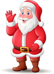 Cartoon happy Santa Claus waving 