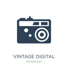 vintage digital camera icon vector on white background, vintage digital camera trendy filled icons from Technology collection, vintage digital camera vector illustration