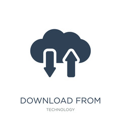 download from virtual cloud icon vector on white background, download from virtual cloud trendy filled icons from Technology collection, download from virtual cloud vector illustration