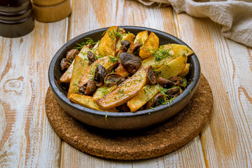 Fried potatoes with mushrooms