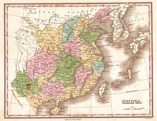 1827, Finley Map of China, Anthony Finley mapmaker of the United States in the 19th century