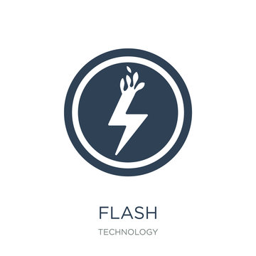 flash icon vector on white background, flash trendy filled icons from Technology collection, flash vector illustration