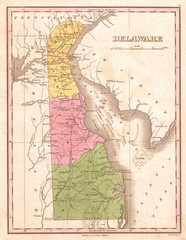 1827, Finley Map of Delaware, Anthony Finley mapmaker of the United States in the 19th century