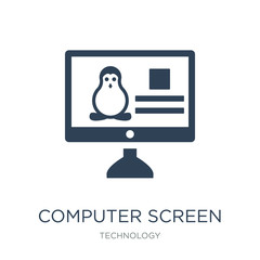 computer screen linux icon vector on white background, computer screen linux trendy filled icons from Technology collection, computer screen linux vector illustration - obrazy, fototapety, plakaty
