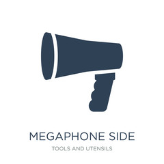 megaphone side view icon vector on white background, megaphone side view trendy filled icons from Tools and utensils collection, megaphone side view vector illustration