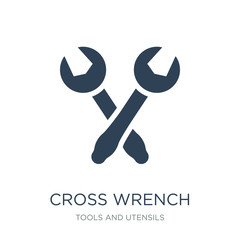 cross wrench icon vector on white background, cross wrench trendy filled icons from Tools and utensils collection, cross wrench vector illustration