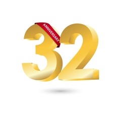 32 Year Anniversary Vector Template Design Illustration