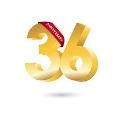 36 Year Anniversary Vector Template Design Illustration