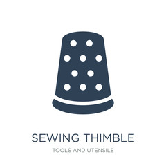sewing thimble black variant icon vector on white background, sewing thimble black variant trendy filled icons from Tools and utensils collection, sewing thimble black variant vector illustration - obrazy, fototapety, plakaty