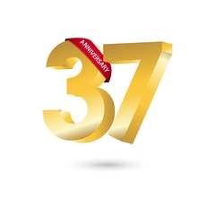 37 Year Anniversary Vector Template Design Illustration