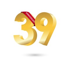 39 Year Anniversary Vector Template Design Illustration